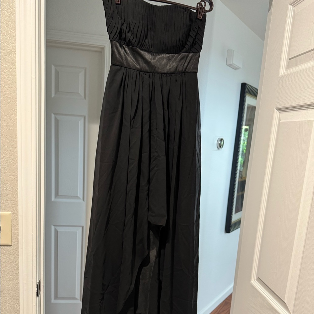 Black strapless bridesmaids dress